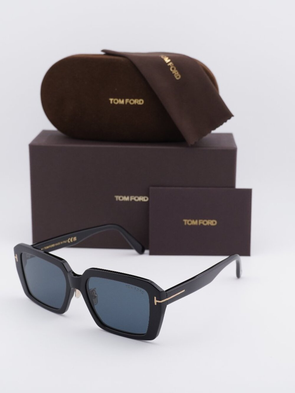 Tom Ford FT1164-K 01A Square Sunglasses - Shiny Black/Smoke